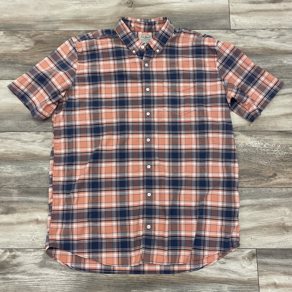 LL Bean Mens Comfort Stretch Oxford Shirt XL-Tall Traditional Untucked Fit Plaid